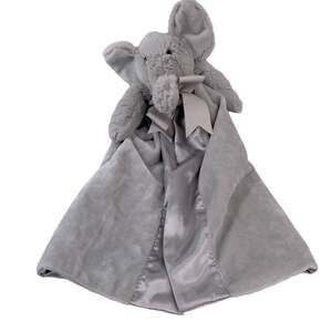 Mudpie Gray Elephant Satin Lovie Lovey Security Blanket Plush 14"